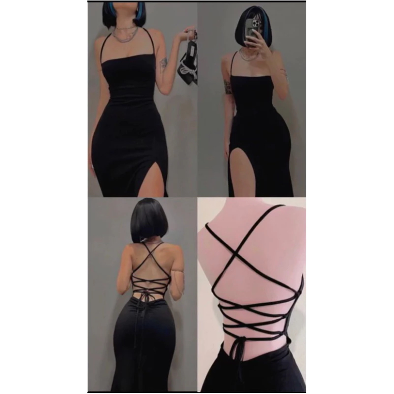 Vestido Suplex Premium Longo Colado Com Alça Trançada Nas Costas