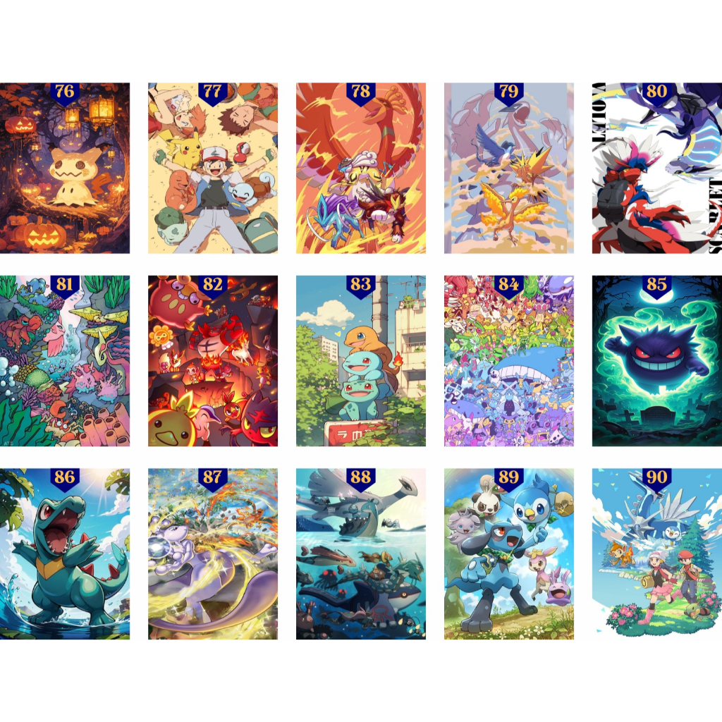 Kit 5 Quadros Decorativos 15X20 Pokemon Anime Placas Decorativas