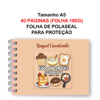 Livro de Colorir FOOD AND SNACKS 40 Folhas Papel 180g wire-o capa normal ou holográfica e elástico bob good color book em Oferta na Shopee