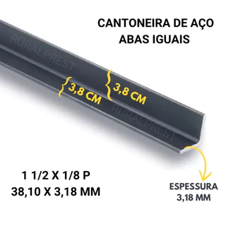 CANTONEIRA DE FERRO 1.1/2 X 1/8 P ABAS IGUAIS - ( 38,10 X 3,18 MM ) - 6 PEÇAS DE 50 CM