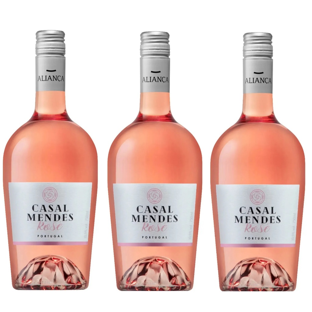 Vinho Meio Seco Portugues Casal Mendes Rose 750ML Kit 03 Unidades ...
