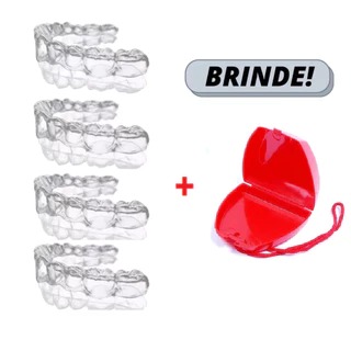 04 Placas Protetor Bucal Bruxismo Ranger Dentes + 01 Estojo Vermelho em Oferta na Shopee