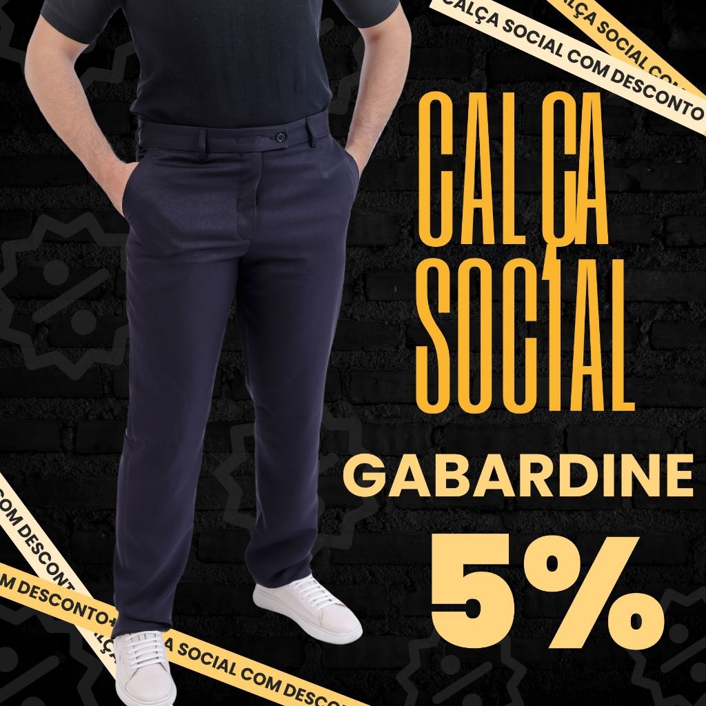 Calça Social Preta Premium Masculina Gabardine Microfibra