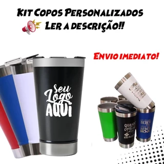 Kit 5 Copo Térmico Personalizado Tampa Abridor 473ml Cerveja Inox Gelada Quente Caneca Times Futebol