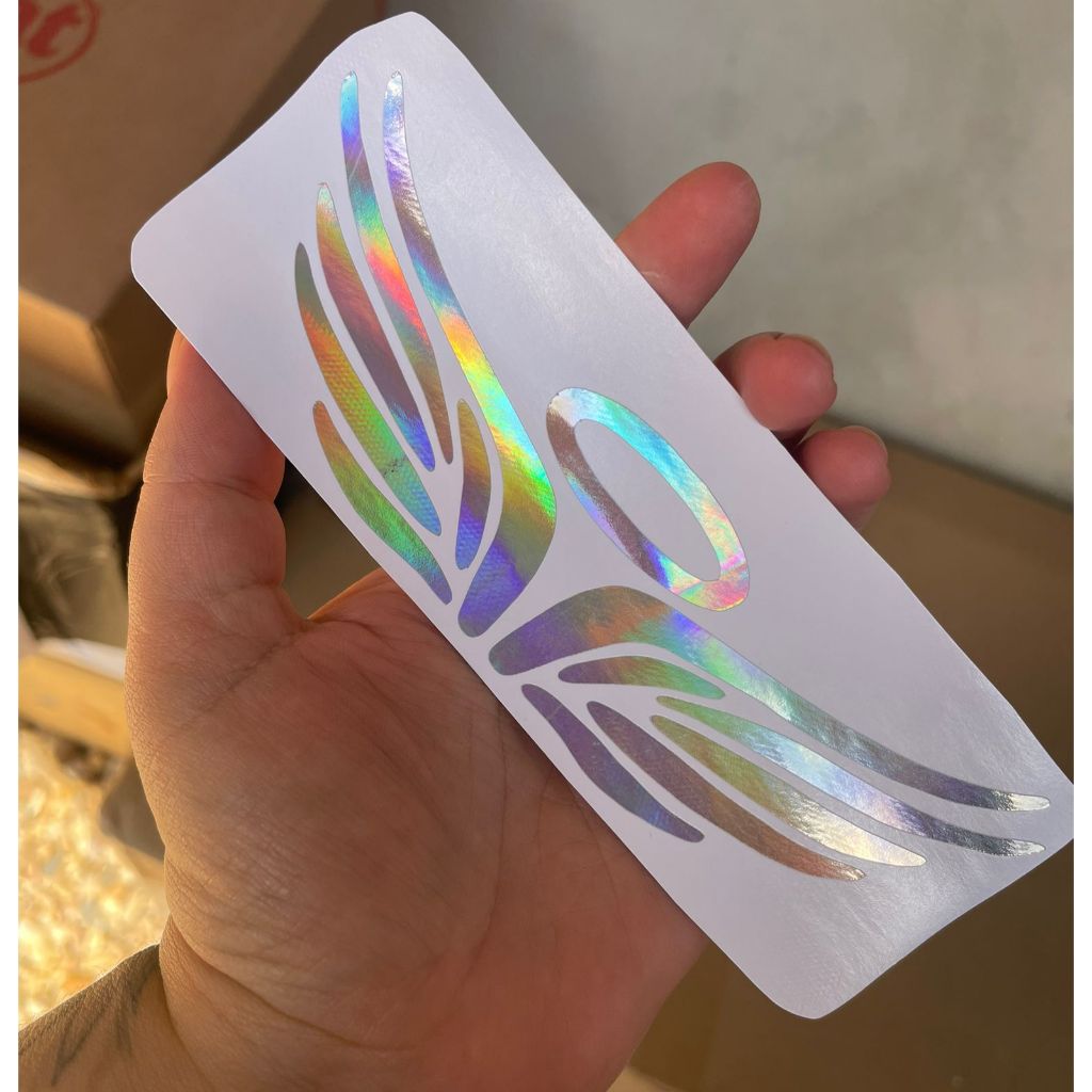 adesivo holográfico asinha para carro moto e caminhão 13 cm