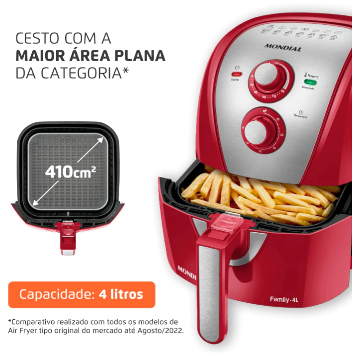 Fritadeira Sem Óleo Air Fryer 4L Mondial 1500W AFN 40 (Mostruário)