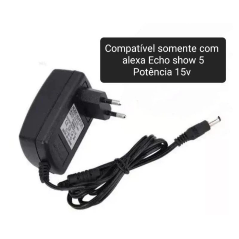 Fonte Para Alexa Echo Show 5 (3°geração) 15v 1.47a Bivolt Plug 4mm ...
