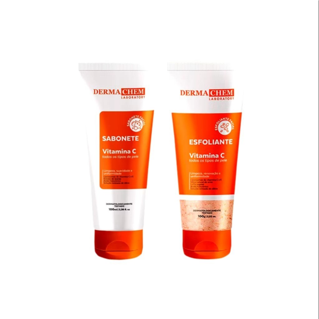 Kit Dermachem 2un Vitamina C - 1 Sabonete Líquido + 1 Gel Esfoliante ...