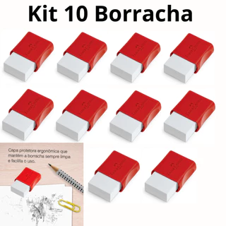 Kit 10 e 5 Borracha Faber max plástica branca