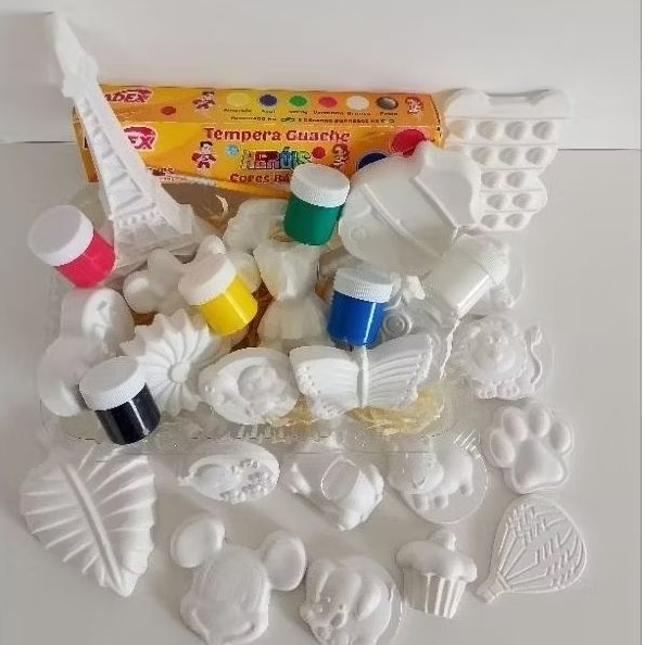 kit pintura infantil em gesso 25 peças - Meninos e Meninas! | Shopee Brasil