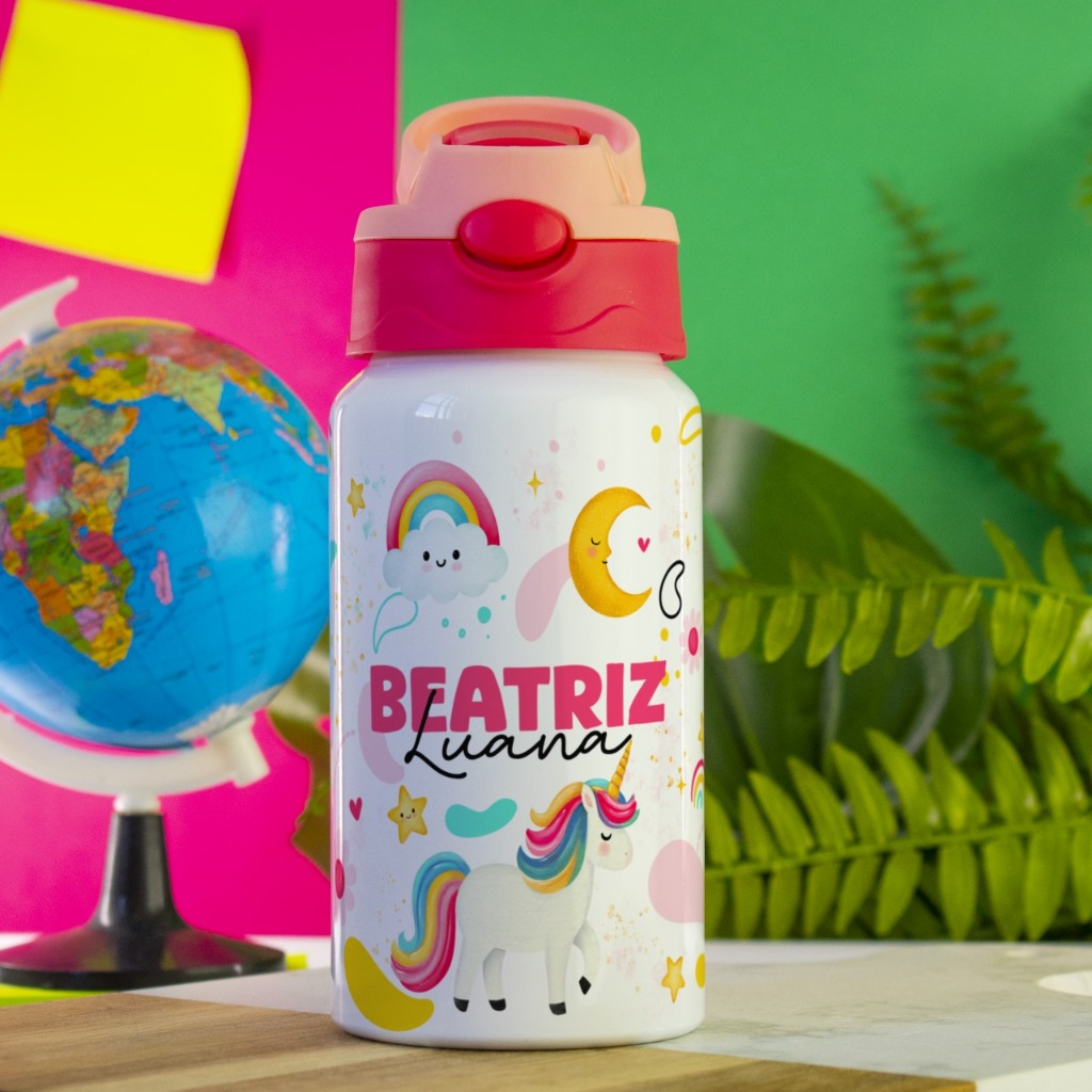 Garrafa Térmica Personalizada Infantil Alumínio Com Bico | Shopee Brasil