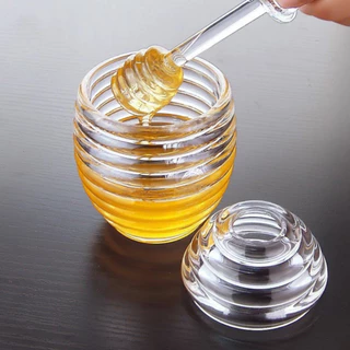 Meleira Porta Mel de Vidro Com Pegador Cristal  210ml Colméia em Oferta na Shopee