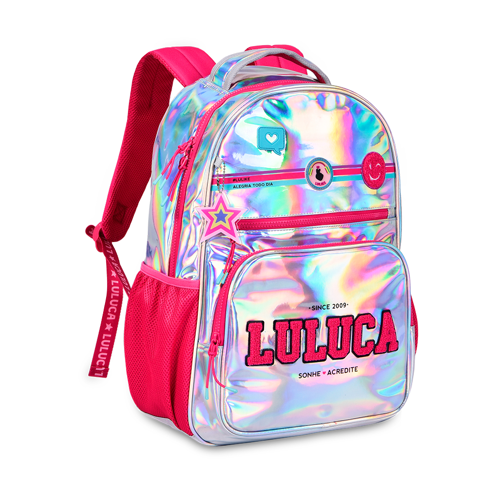 Mochila Luluca Holográfica Oficial 2025 LU24012 | Shopee Brasil