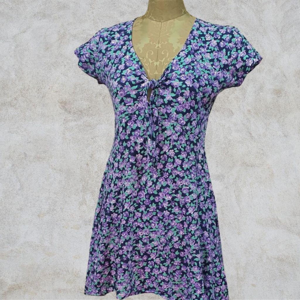 vestido floral malha algodão vintage anos 90 Shopee Brasil