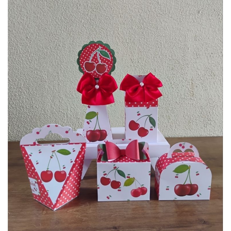 Kit Caixinhas Personalizadas Mimos e Lembrancinha para Festa CEREJINHA ...