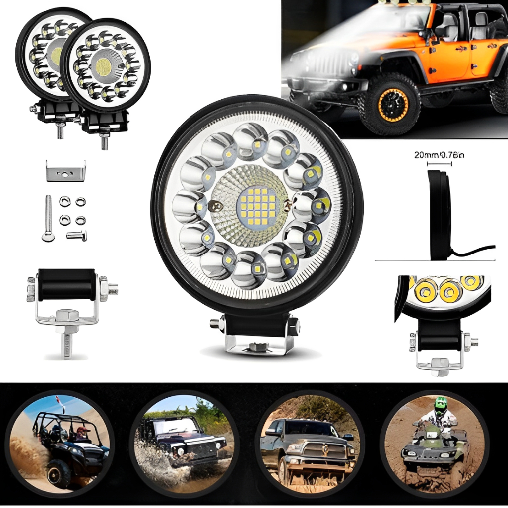 KIT led para carro farol MILHA LED auxiliar 99w redondo led 110mm ip67 ...