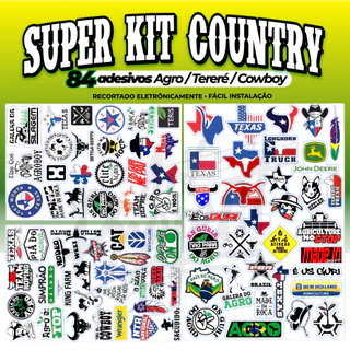 Super Kit Adesivos Country + De 80 Unidades Para Garrafas Copos Terere Agro Texas Cowboy