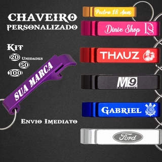 Chaveiro Abridor de Garrafa Kit 20 50 100 Cores Personalizado Logo Nome Pe de Galinha Envio Imediato em Oferta na Shopee
