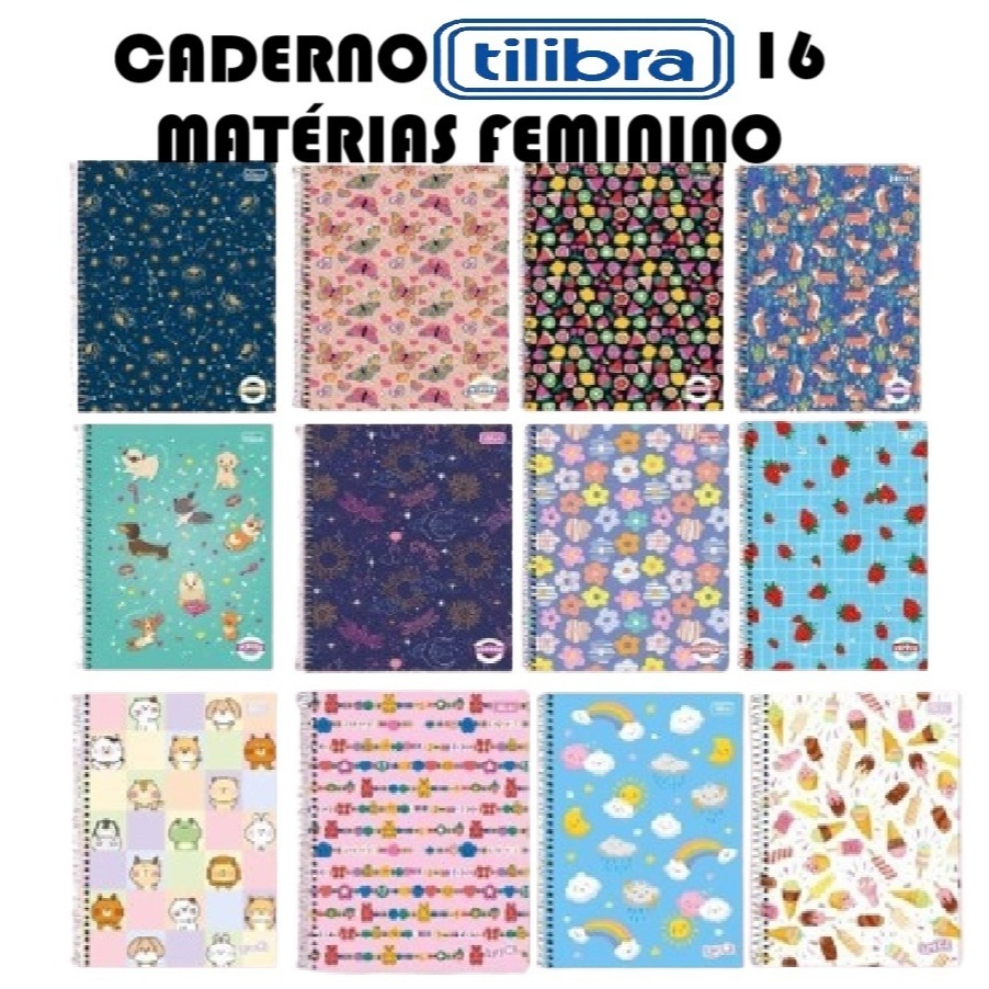 Caderno Tilibra Feminino De 16 Matérias 200x275mm 256 Folhas Capa Dura ...
