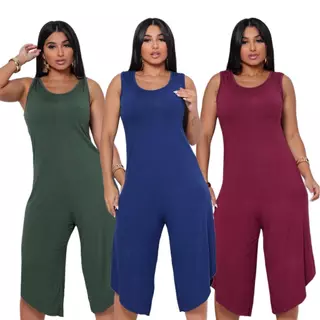 Macacão Pantacourt Midi mais vendidos casual larguinho alça Larga Feminino casual