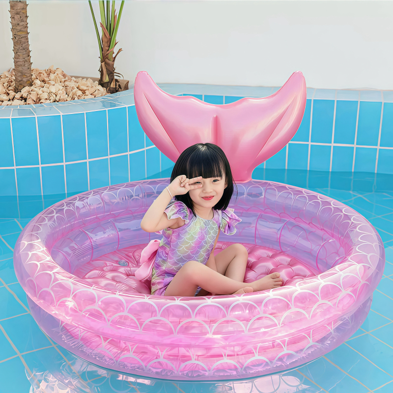 Piscina inflável redonda infantil sereia menina 120cm rosa | Shopee Brasil