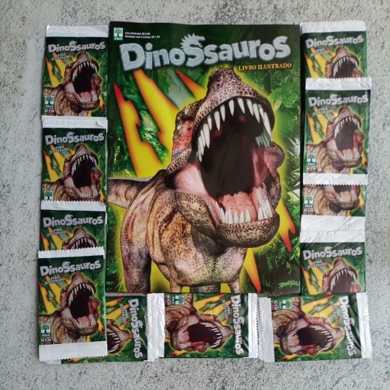 Dinossauros - album com 50 pacotes de figurinhas - pacotinhos lacrados ...