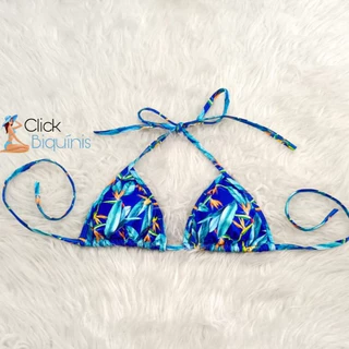 Biquíni parte de cima modelo cortininha, marquinha, com bojo removível (estampados) - Click Biquínis em Oferta na Shopee