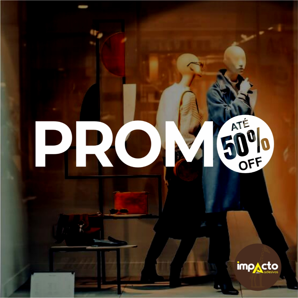 Adesivo PROMO até 50%off, Promoção, Vitrine, Loja, Shopping, Empresa ...