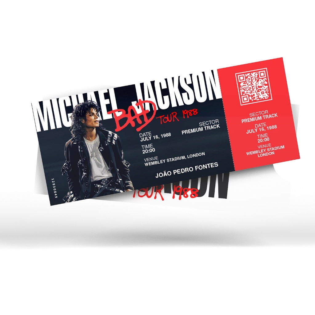 Ingresso Colecionável Michael Jackson - Bad World Tour 1988