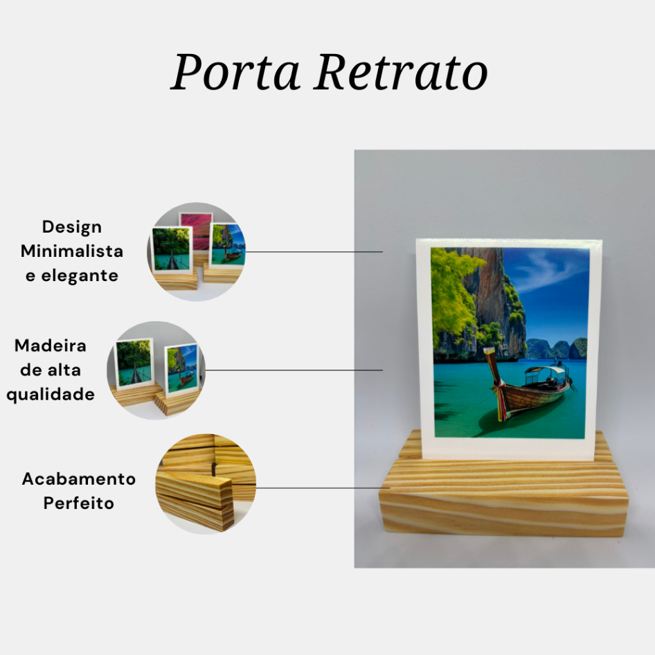 Porta-Retrato Sustentável de Madeira Pinus para Fotos - Rústico ...