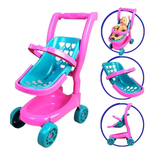 Carrinho de Boneca  com Bebê Conforto Carrinho de Passeio Menina 2 em 1 Rosa Zucatoys e Diver Toys em Oferta na Shopee