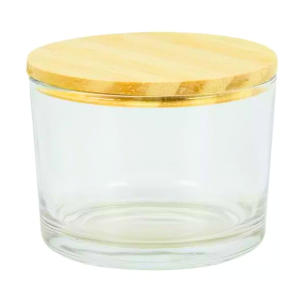 Potes de Vidros para Vela 150ml Com Tampa Madeira Nadir Figueiredo