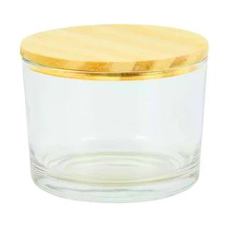 Potes de Vidros para Vela 150ml Com Tampa Madeira Nadir Figueiredo