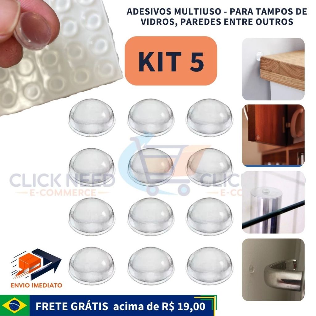 Adesivos Transparentes Multiuso 5 Kits Anti-Impacto Para Paredes Vidros ...