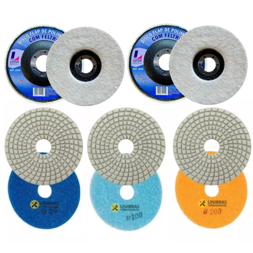 Kit Acabamento Polimento 45 Graus Granito Porcelanato 2 Disco Polimento ...