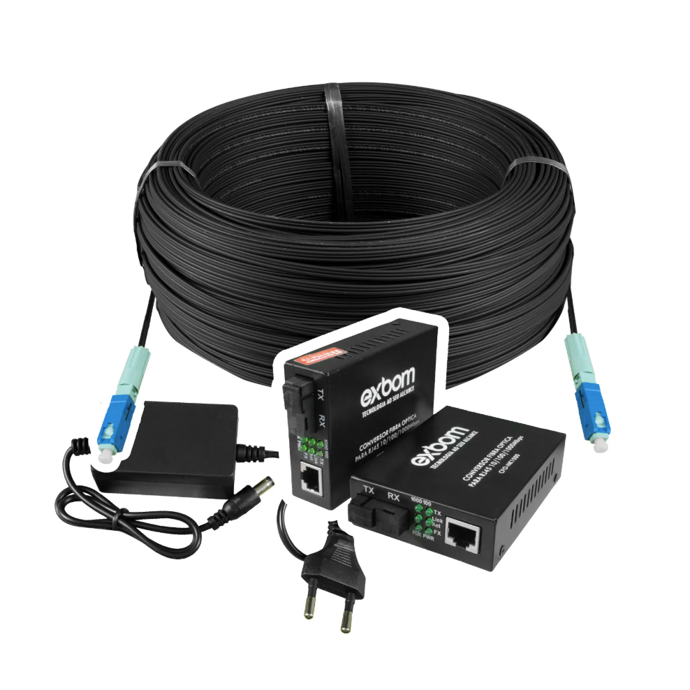 Kit Conversor de Mídia Fibra Óptica SC para Cabo de Rede Internet RJ45 ...