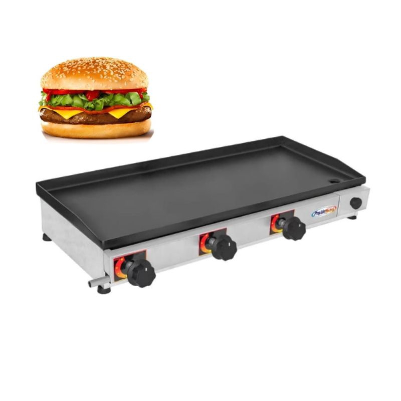 Chapa Chapeira Lanches Hambúrguer 70x30 á Gás Borda Alta Sem