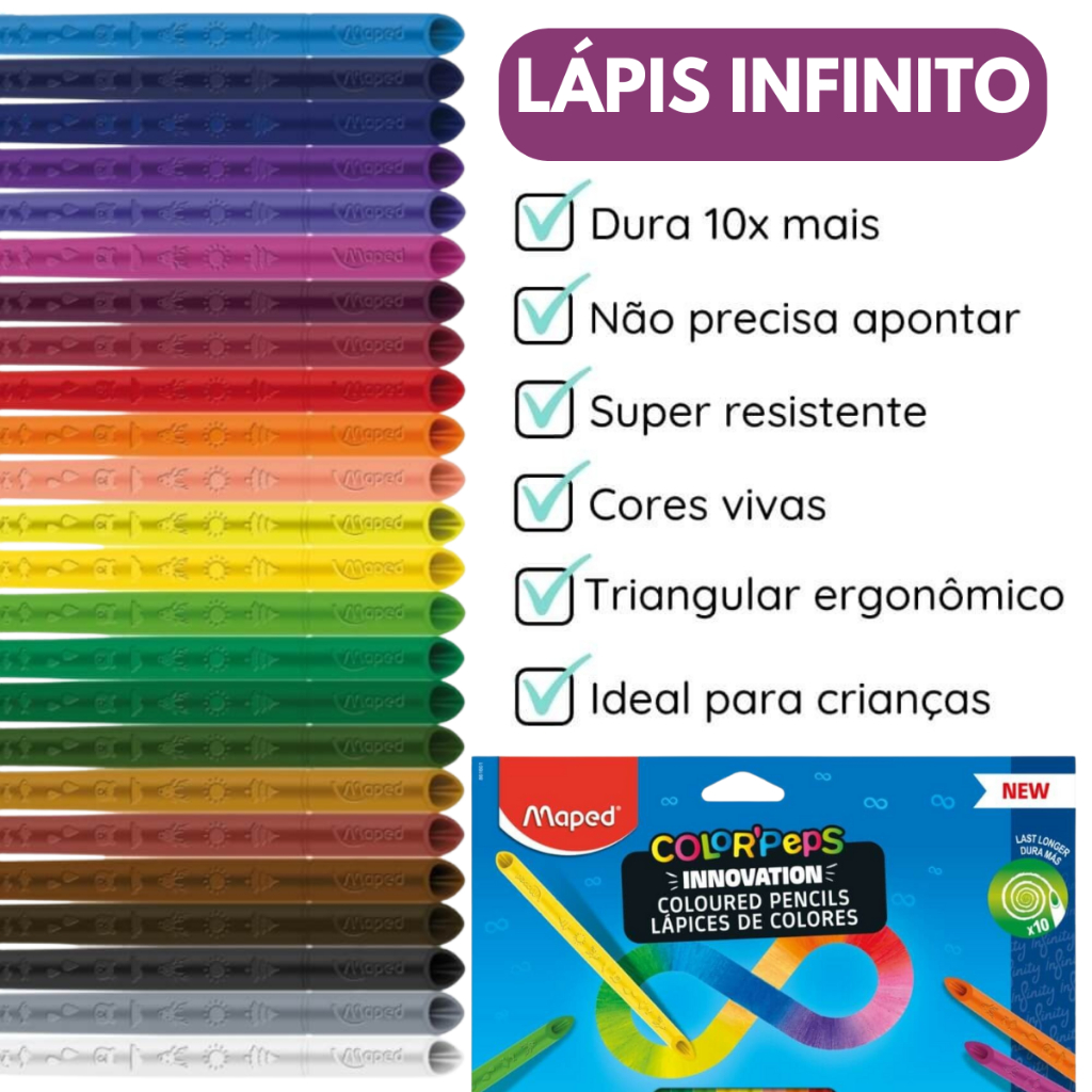 Lápis de Cor Infinito Infinity Color'Peps | MAPED Dura Muito 12/24/36 ...