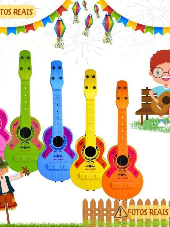 Violão Infantil Colorido Super Resistente - Brinquedo Musical Educativo ...