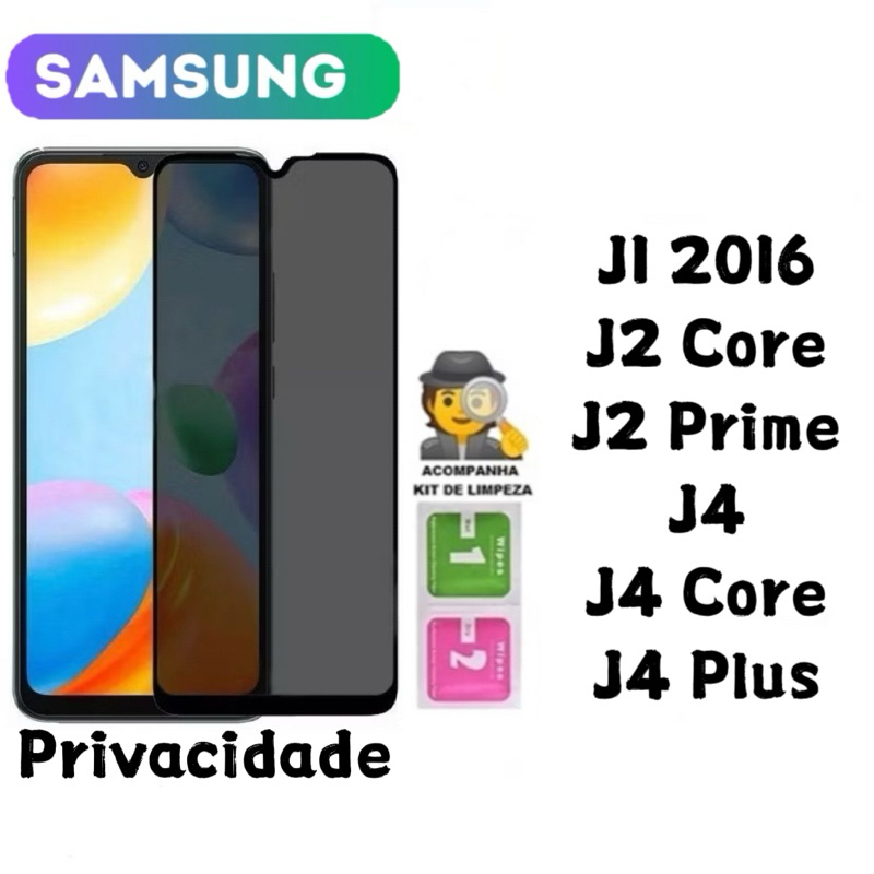 Película De Vidro 3d Privacidade Anti Spy Para Samsung Galaxy J1 2016 