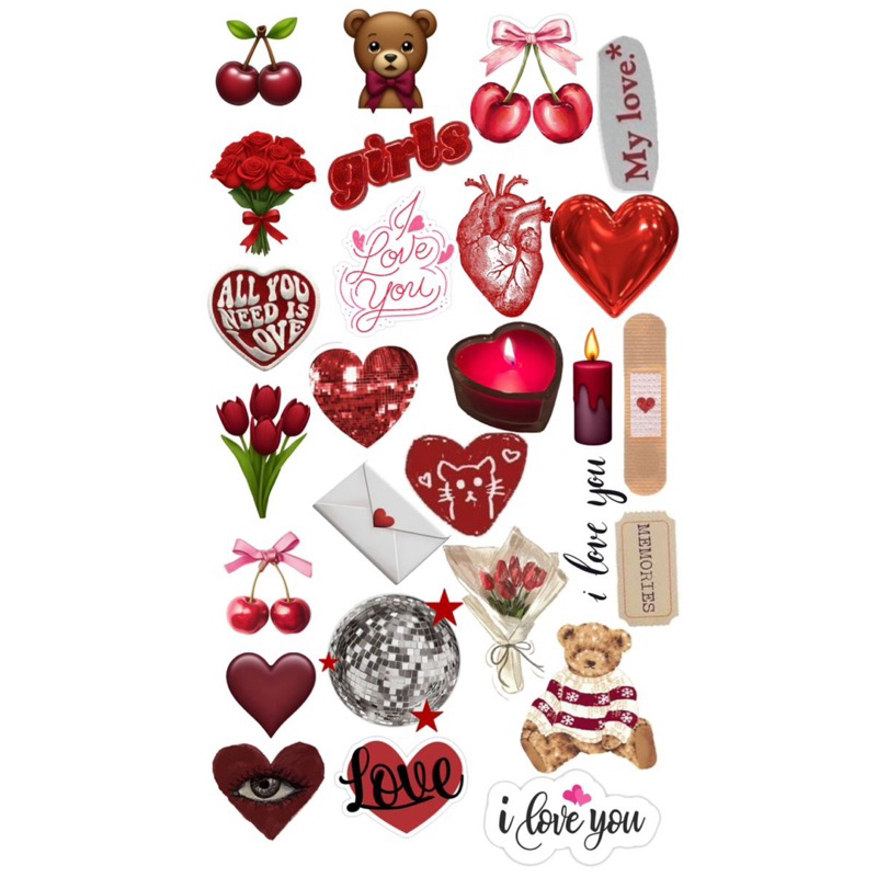 27 Stickers Adesivos Tema Vermelho amor Aesthetic Para Decora o De 