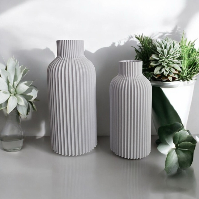 Kit Decorativo Minimalista Moderno - 2 Vasos Cachepot Moderno