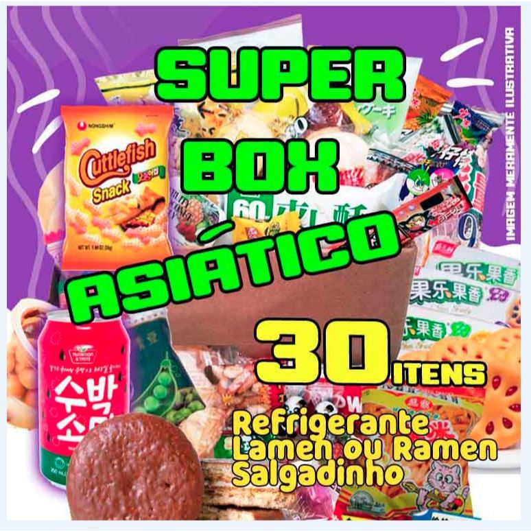 K-POP・アジア SUPER JUNIOR SPECIAL SUPER SNACK BOX Super Box Asia 30 itens - Refrigerante, Salgadinho, Lamen, Doces e