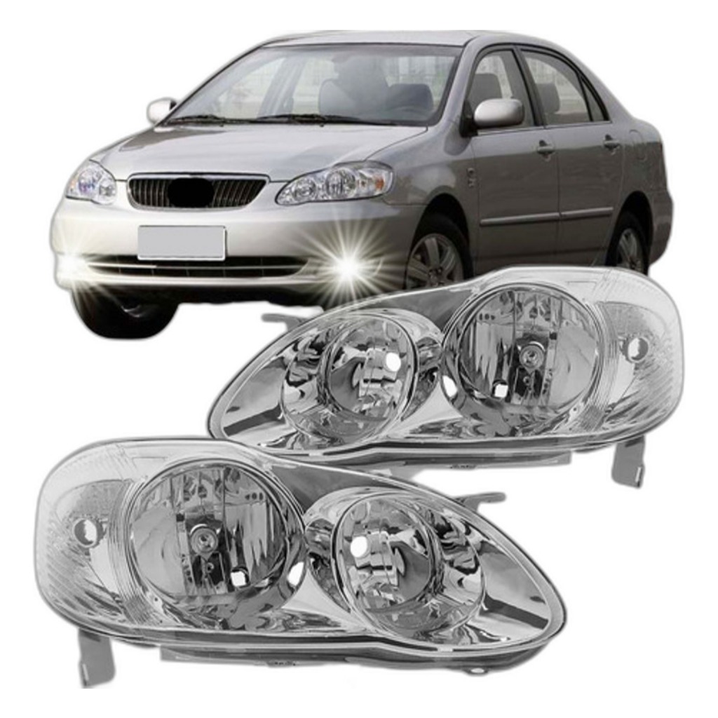 Farol Corolla 2003 2004 2005 À 2007 Foco Duplo Cromado. | Shopee Brasil