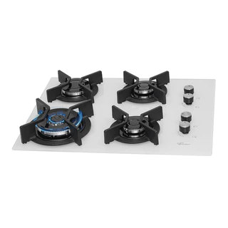 Cooktop Fischer 4 Bocas Tripla Chama Infinity Gás Vidro Branco