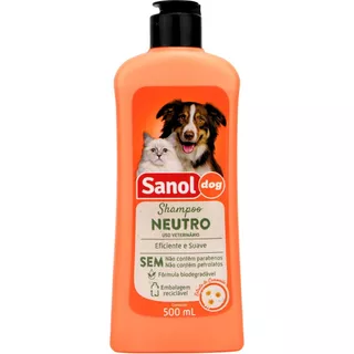 Shampoo De Pêlos Para Cães E Gatos Neutro 500ml - Sanol Dog