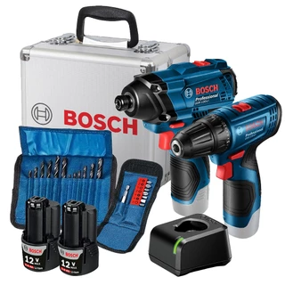 Kit Bosch Chave de Impacto GDR 120-LI + Parafusadeira GSR 120-LI com Maleta de alumínio e Acessórios