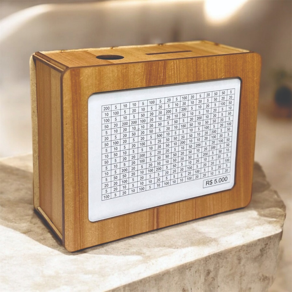 mi...＊＊100日貯金BOX Woodbox Em MDF Marrom Cofre Para Guardar 1000 5000 10000 Metodo