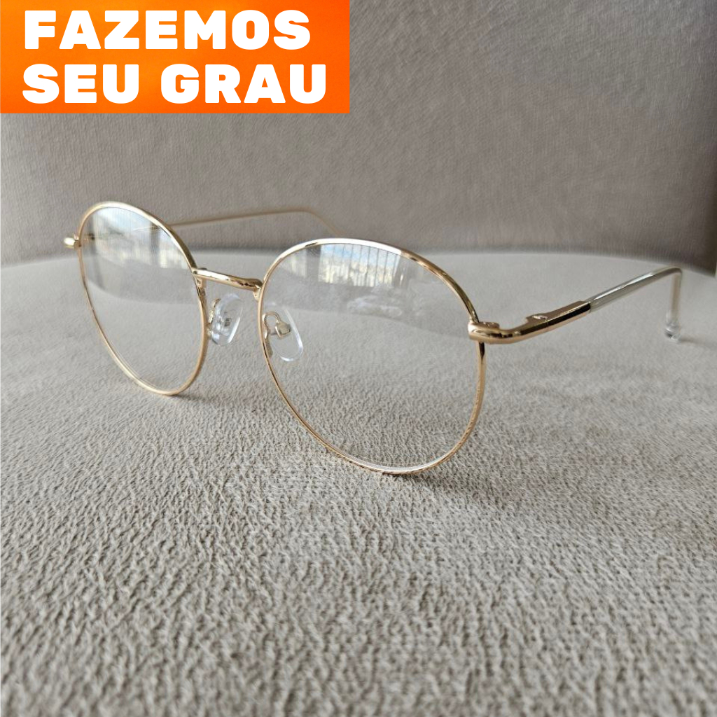 Armação para óculos feminina ou maculina redonda unissex metal haste metal serve modelo SN