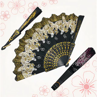 Leque  Luxo com Decoração Brilho para Abanar Borboleta em Oferta na Shopee